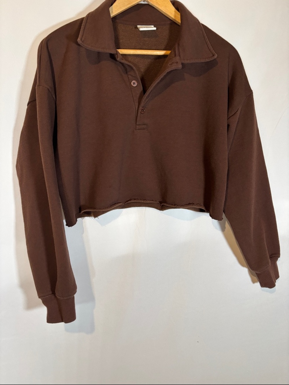 Sunday best Cropped Brown Polo Pullover
